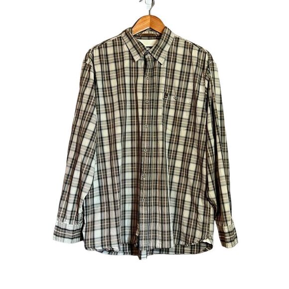 Timberland brown plaid 100% cotton shirt. - Picture 1 of 9